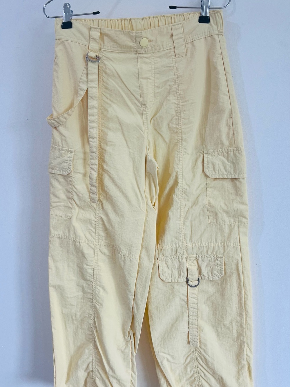 No Boundaries Pale Yellow Cargo Pants with Utility Pockets